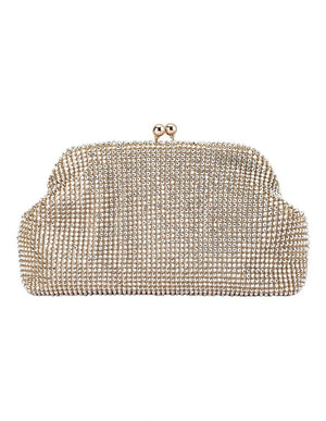 Olga Berg The Ela Crysta Meshl Clutch Bag | Champagne