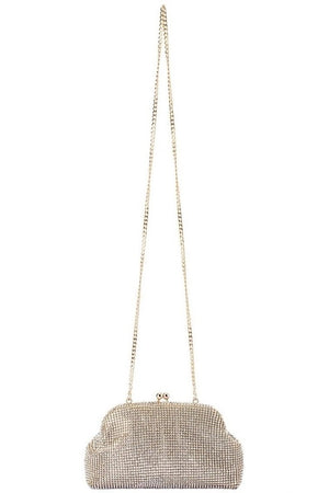 Olga Berg The Ela Crysta Meshl Clutch Bag | Champagne