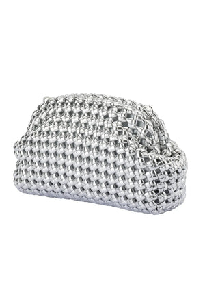 Olga Berg Everly Hand Woven Clutch | Silver