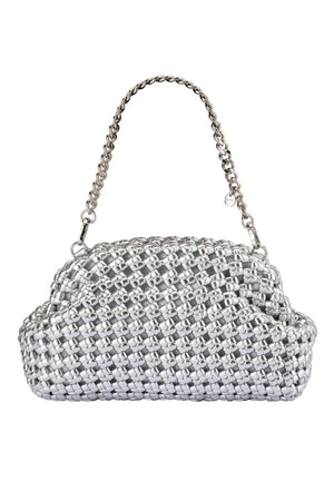 Olga Berg Everly Hand Woven Clutch | Silver