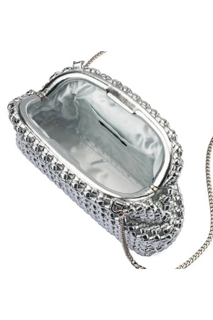 Olga Berg Everly Hand Woven Clutch | Silver