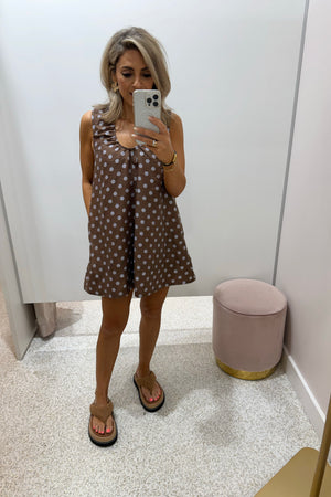 Chosen By Fifi & Annie The Amelia Polka Tunic Dress | Brown Polka || BEST SELLER RESTOCKED