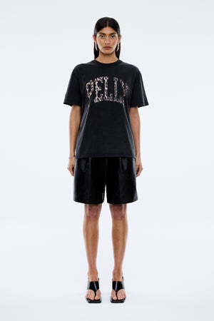 Ena Pelly Leopard Collegiate Tee | Vintage Black