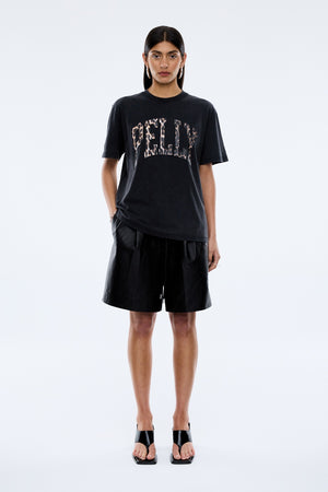 Ena Pelly Leopard Collegiate Tee | Vintage Black