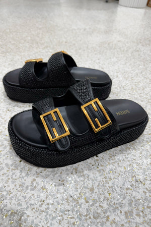 Siren Aphrodite Woven Flatform | Black / Weave