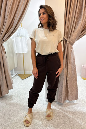 C&M Camilla & Marc Tia Logo Track Pant | Bitter Chocolate