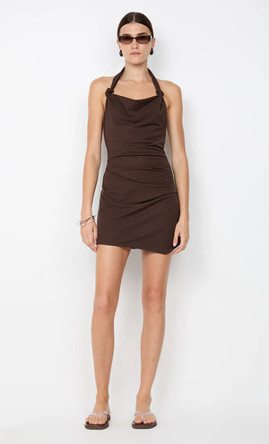 Bec + Bridge Annetta Halter Mini Dress | Dark Chocolate