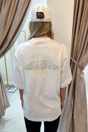 C&M Camilla & Marc Soren V Neck Graphic Tee | Soft White