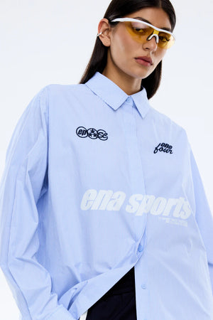 Ena Pelly Sports Shirt | Powder Blue Stripe