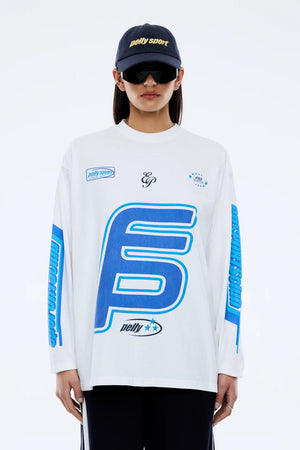 Ena Pelly Sport Jersey Long Sleeve Top | Vintage White
