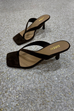 Siren Sardinia Thong Heels | Chocolate Brown Suede