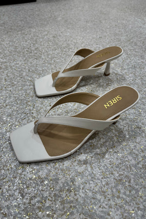 Siren Sardinia Thong Heels | White Leather