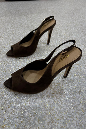 Siren Zola Peep Toe Heels | Chocolate Brown Suede