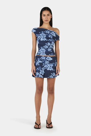 Ownley Adriana Mini Skirt Rolling Waves | Navy