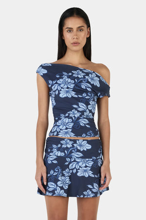 Ownley Adriana Mini Skirt Rolling Waves | Navy