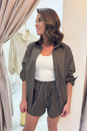Chosen By Fifi & Annie The Taranto Shirting Set | Chocolate Stripe
