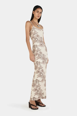 Ownley Gabrielle Maxi Dress Rolling Waves | Beige