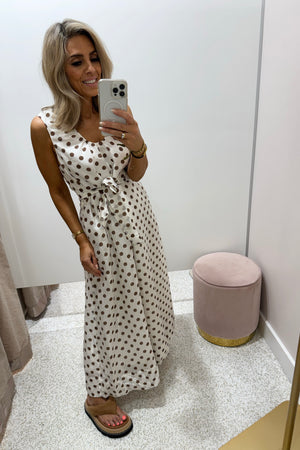 Chosen By Fifi & Annie The Audrey Polka Midi Dress | White Polka
