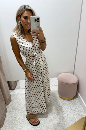 Chosen By Fifi & Annie The Audrey Polka Midi Dress | White Polka