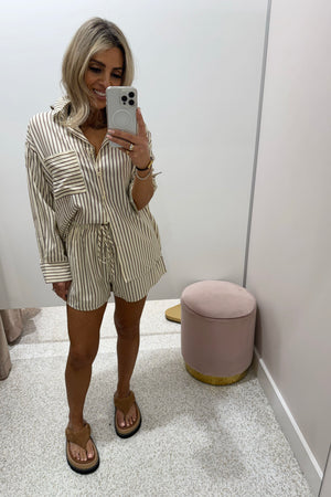 Chosen By Fifi & Annie The Taranto Shirting Set | Butter/Brown