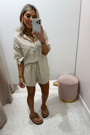 Chosen By Fifi & Annie The Taranto Shirting Set | Butter/Brown