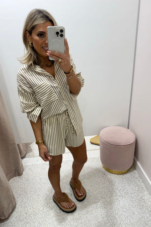 Chosen By Fifi & Annie The Taranto Shirting Set | Butter/Brown