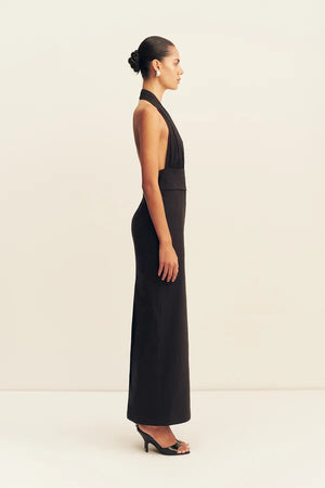 Shona Joy Campbell Halter Plunged Maxi Dress | Black