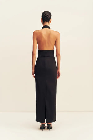 Shona Joy Campbell Halter Plunged Maxi Dress | Black