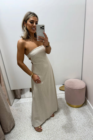 Chosen By Fifi & Annie The Palermo Linen Maxi Dress | Natural