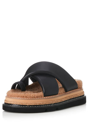 Alias Mae Venga Platform Slide | Black Leather/Shearling