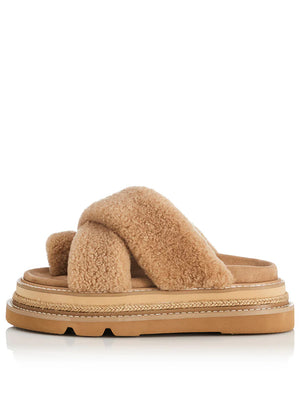 Alias Mae Venga Platform Slide | Fawn Shearling