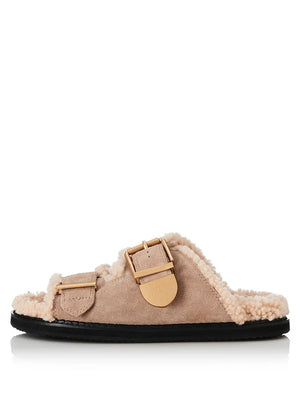 Alias Mae Panama Slide | Natural Suede/Shearling