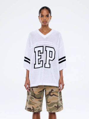 Ena Pelly Haper Crochet Jersey Tee | Vintage White