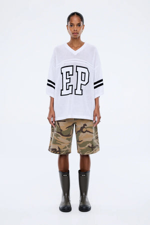 Ena Pelly Haper Crochet Jersey Tee | Vintage White