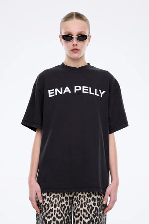 Ena Pelly Chloe Oversized Core Logo Tee | Vintage Black
