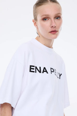 Ena Pelly Chloe Oversized Core Logo Tee | White