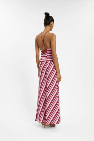 By Harper Lu Halter Maxi Dress | Magenta Stripe
