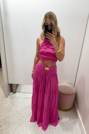 Cin Cin Spice Ruched Top | Fuchsia