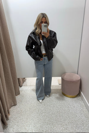 Chosen By Fifi & Annie The Vintage Faux Leather Bomber Jacket | Chocolate || BEST SELLER RESTOCKED