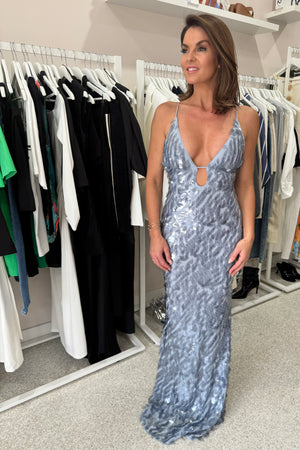 Misha The Sapphire Sequin Dress | Dove Grey