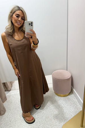 Chosen By Fifi & Annie The Luella Cotton Swing Dress | Chocolate