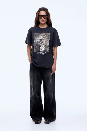 Ena Pelly Mixed Animal Tee | Vintage Black