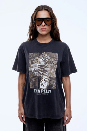 Ena Pelly Mixed Animal Tee | Vintage Black