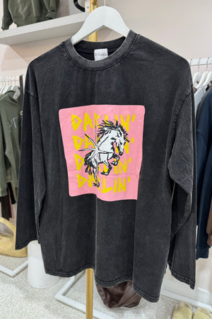 Chosen By Fifi & Annie The Electric Soul Long Sleeve Tee | Washed Black