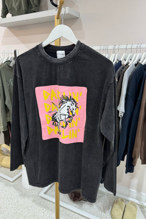 Chosen By Fifi & Annie The Electric Soul Long Sleeve Tee | Washed Black