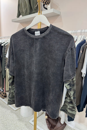 Chosen By Fifi & Annie The Camo, Camo Long Sleeve Tee | Washed Black