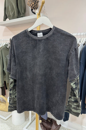 Chosen By Fifi & Annie The Camo, Camo Long Sleeve Tee | Washed Black