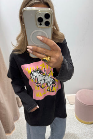 Chosen By Fifi & Annie The Electric Soul Long Sleeve Tee | Washed Black