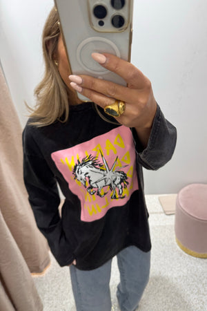 Chosen By Fifi & Annie The Electric Soul Long Sleeve Tee | Washed Black