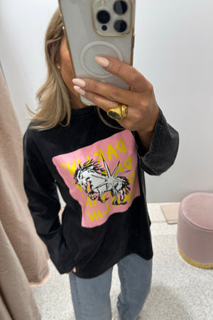 Chosen By Fifi & Annie The Electric Soul Long Sleeve Tee | Washed Black